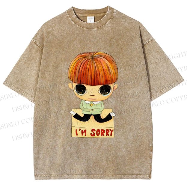 Unisex Yoshitomo Nara Im Sorry Printed Washed Tee