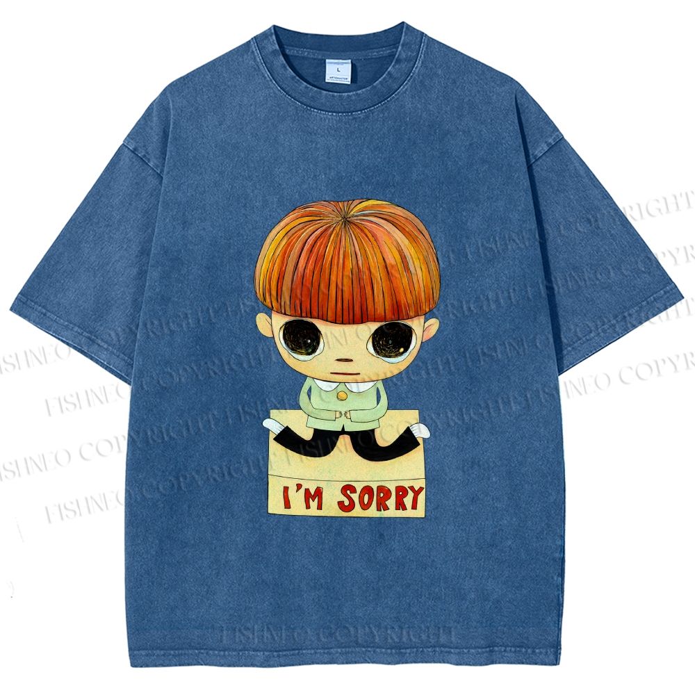 Unisex Yoshitomo Nara Im Sorry Printed Washed Tee