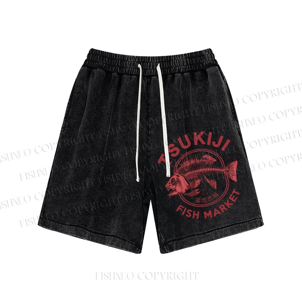 Unisex Tsukiji Fish Market Washed Shorts