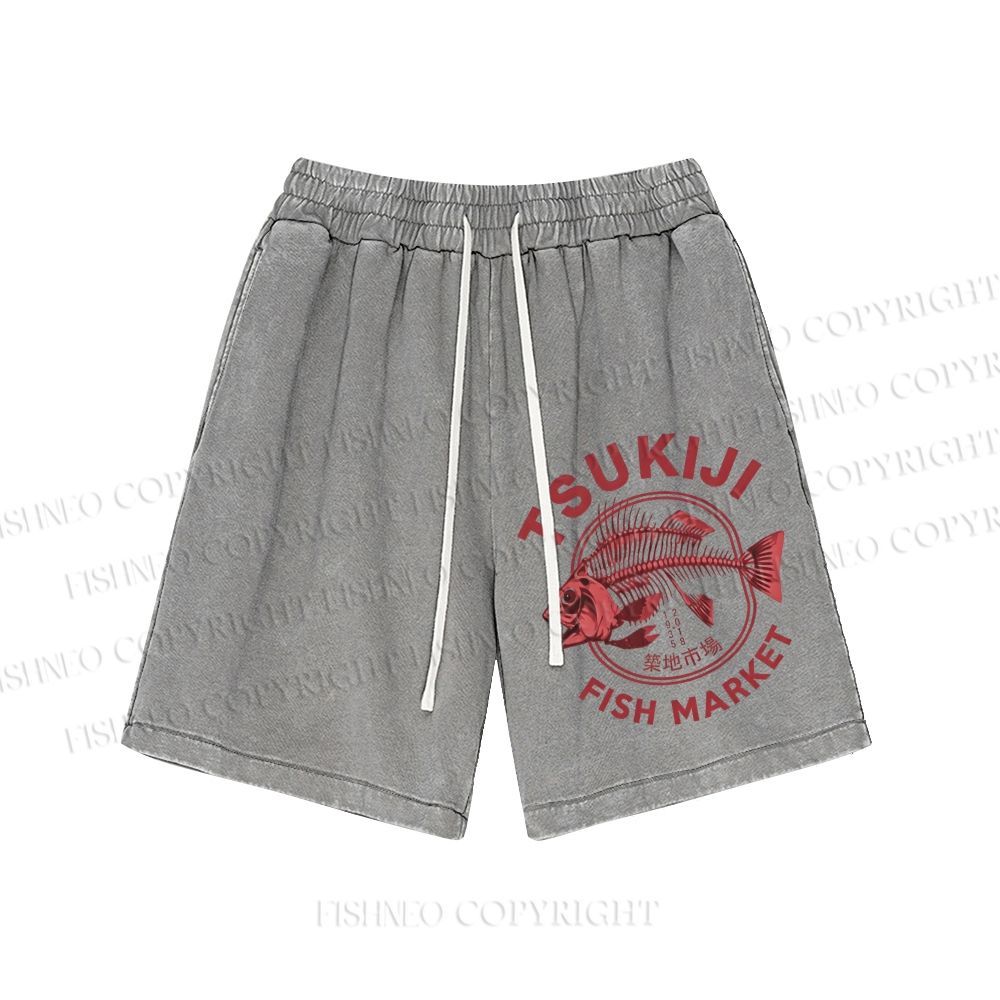 Unisex Tsukiji Fish Market Washed Shorts