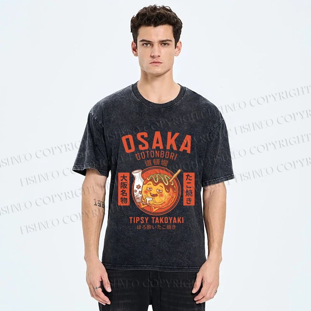 Unisex Osaka Tipsy Takoyaki Printed Washed Tee