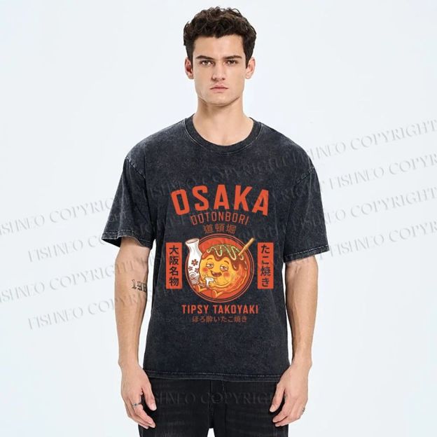 Unisex Osaka Tipsy Takoyaki Printed Washed Tee
