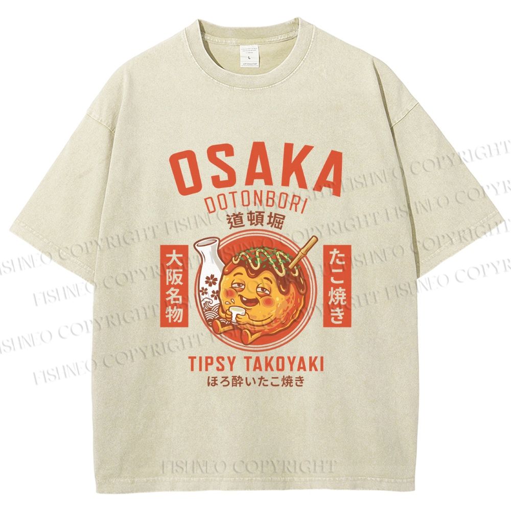 Unisex Osaka Tipsy Takoyaki Printed Washed Tee