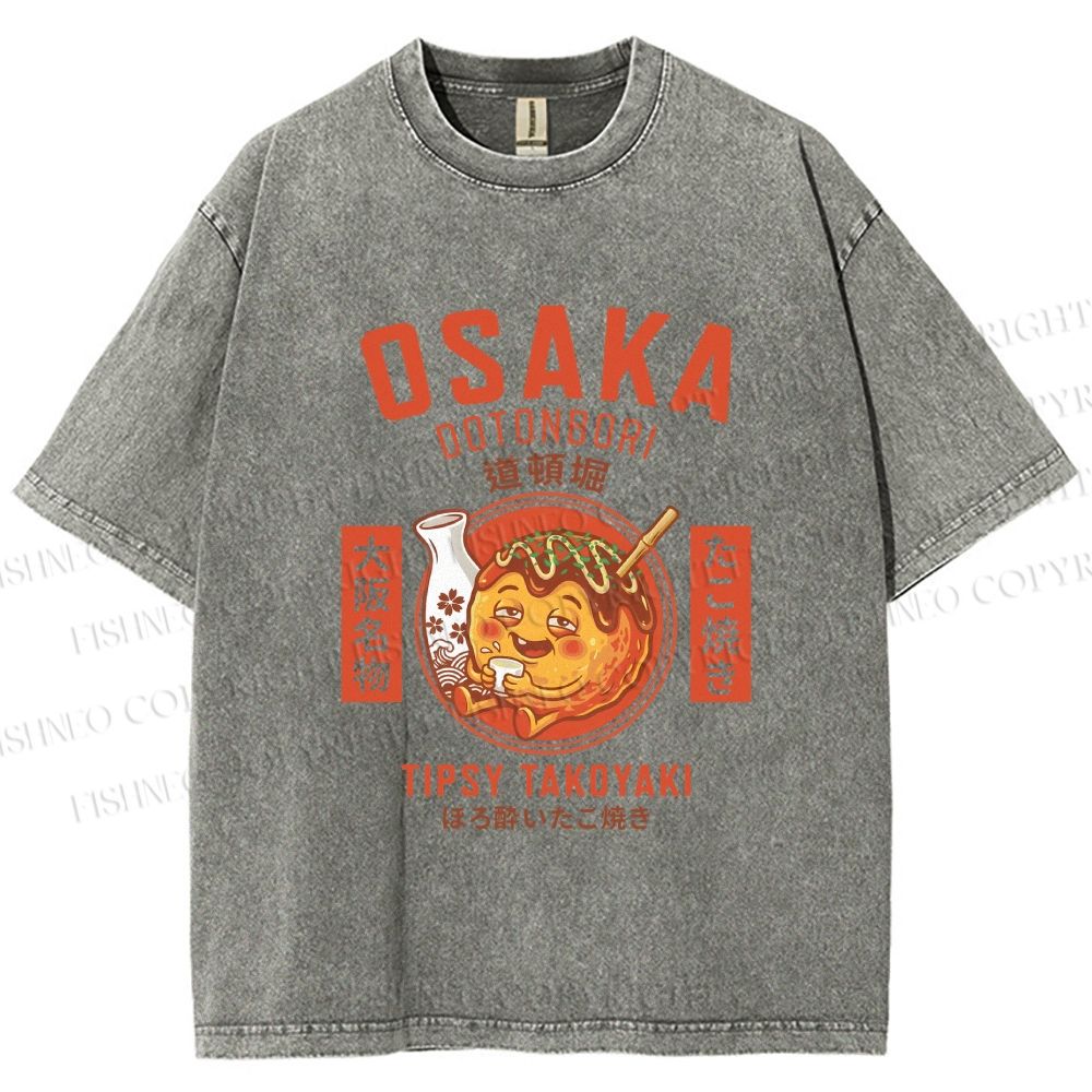 Unisex Osaka Tipsy Takoyaki Printed Washed Tee