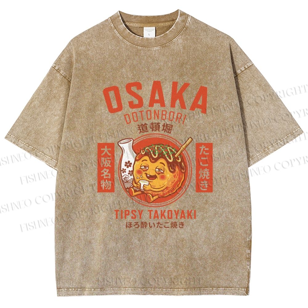 Unisex Osaka Tipsy Takoyaki Printed Washed Tee