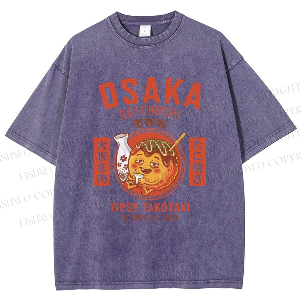 Unisex Osaka Tipsy Takoyaki Printed Washed Tee