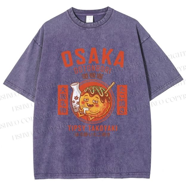 Unisex Osaka Tipsy Takoyaki Printed Washed Tee