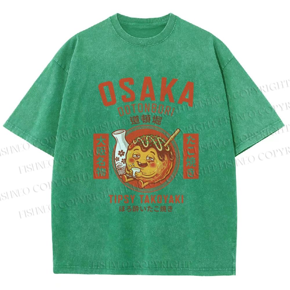 Unisex Osaka Tipsy Takoyaki Printed Washed Tee