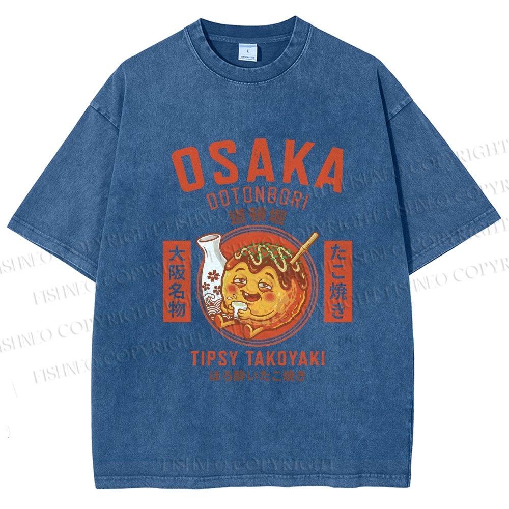 Unisex Osaka Tipsy Takoyaki Printed Washed Tee
