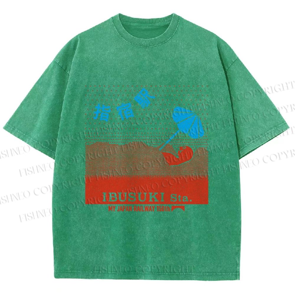 Unisex Ibusuki Station Printed Washed Tee