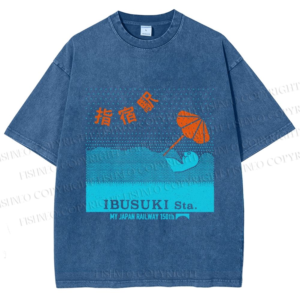 Unisex Ibusuki Station Printed Washed Tee