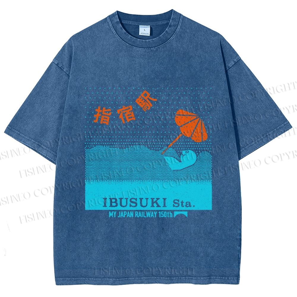 Unisex Ibusuki Station Printed Washed Tee