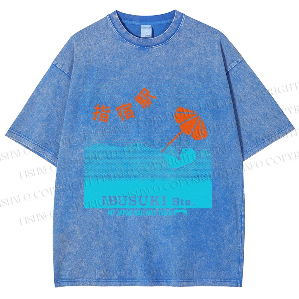 Unisex Ibusuki Station Printed Washed Tee