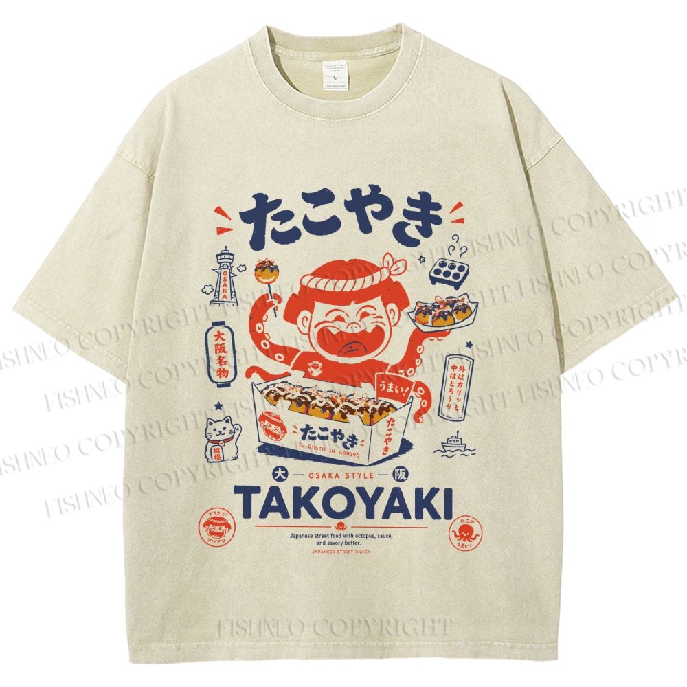 Unisex Osaka Takoyaki Printed Washed Tee