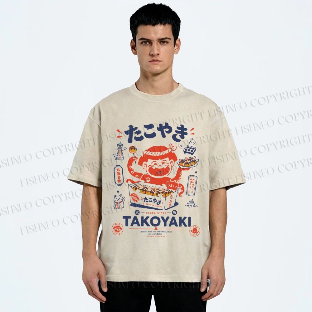 Unisex Osaka Takoyaki Printed Washed Tee