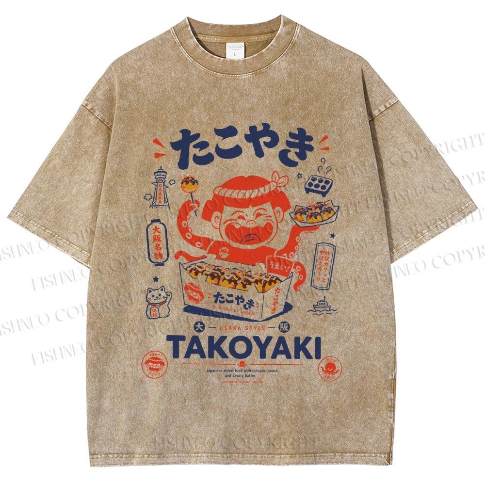 Unisex Osaka Takoyaki Printed Washed Tee