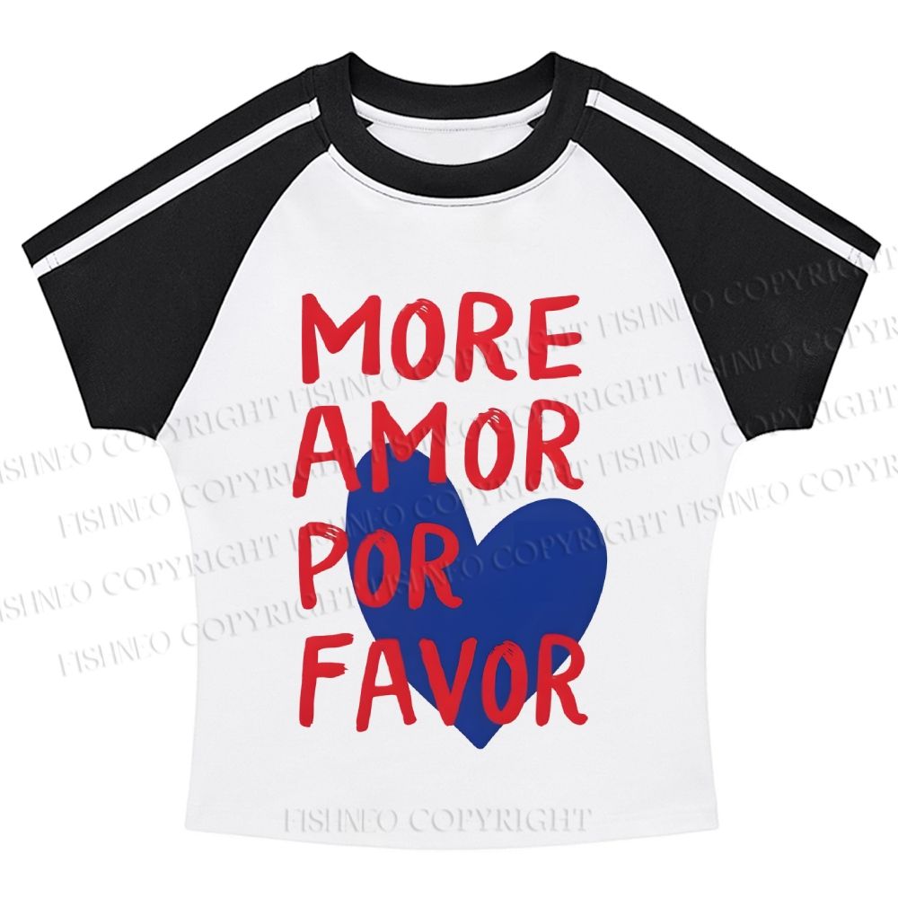 More Amor Por Favor Hot girl color-blocked striped raglan sleeve short sleeve