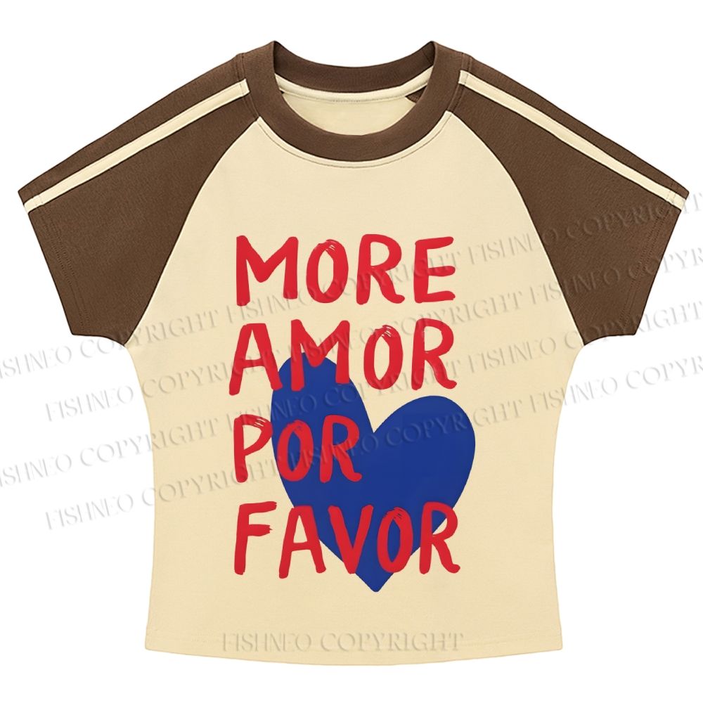 More Amor Por Favor Hot girl color-blocked striped raglan sleeve short sleeve