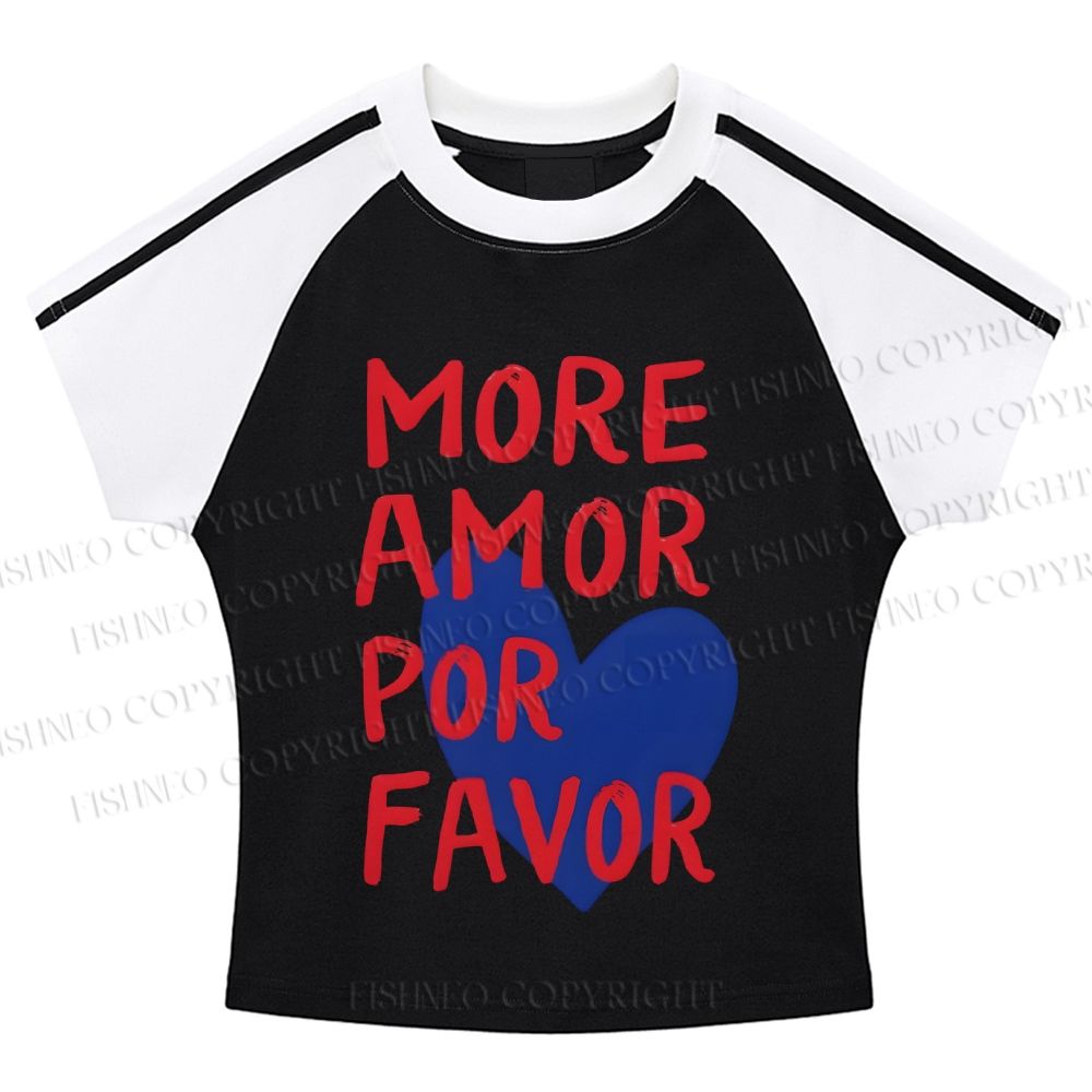 More Amor Por Favor Hot girl color-blocked striped raglan sleeve short sleeve