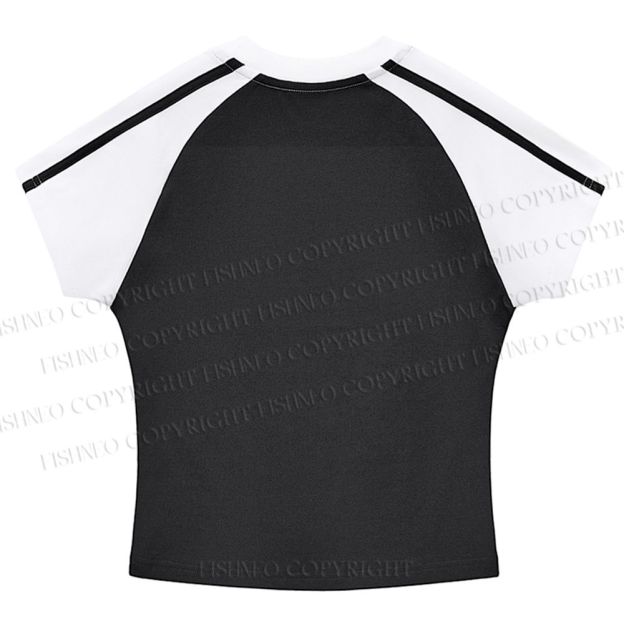 Japanese Yayoi Kusama Panther Hot girl color-blocked striped raglan sleeve short sleeve