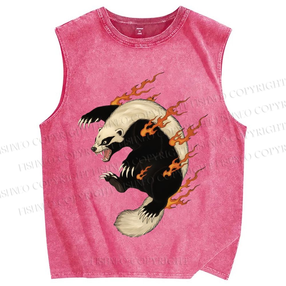 Unisex Honey Badger in Flame Printed Washed Tank Top – Fishneo