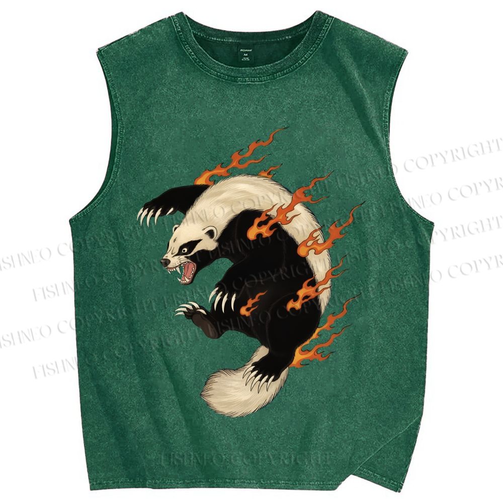 Unisex Honey Badger in Flame Printed Washed Tank Top – Fishneo