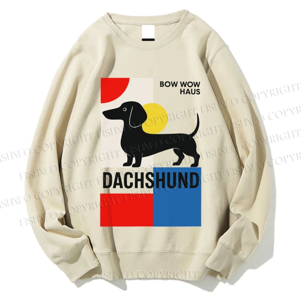 Unisex Bauhaus Dachshund Printed Sweatshirt