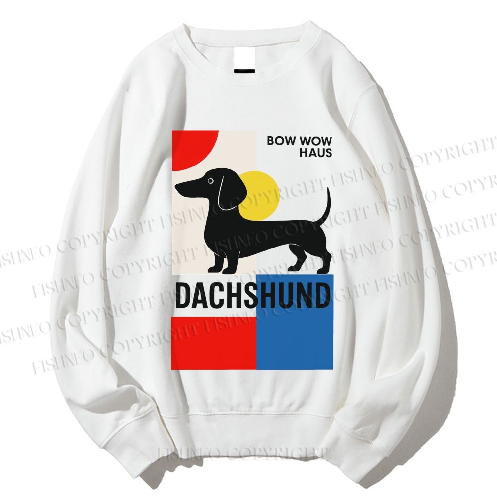 Unisex Bauhaus Dachshund Printed Sweatshirt