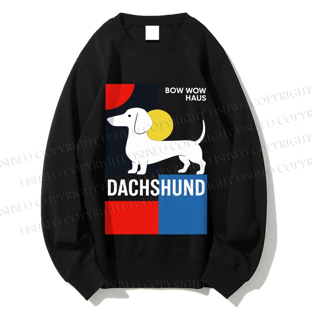 Unisex Bauhaus Dachshund Printed Sweatshirt