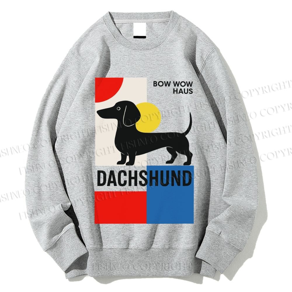 Unisex Bauhaus Dachshund Printed Sweatshirt