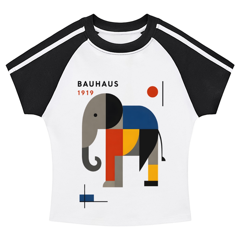 Bauhaus Elephant Hot girl color-blocked striped raglan sleeve short sleeve