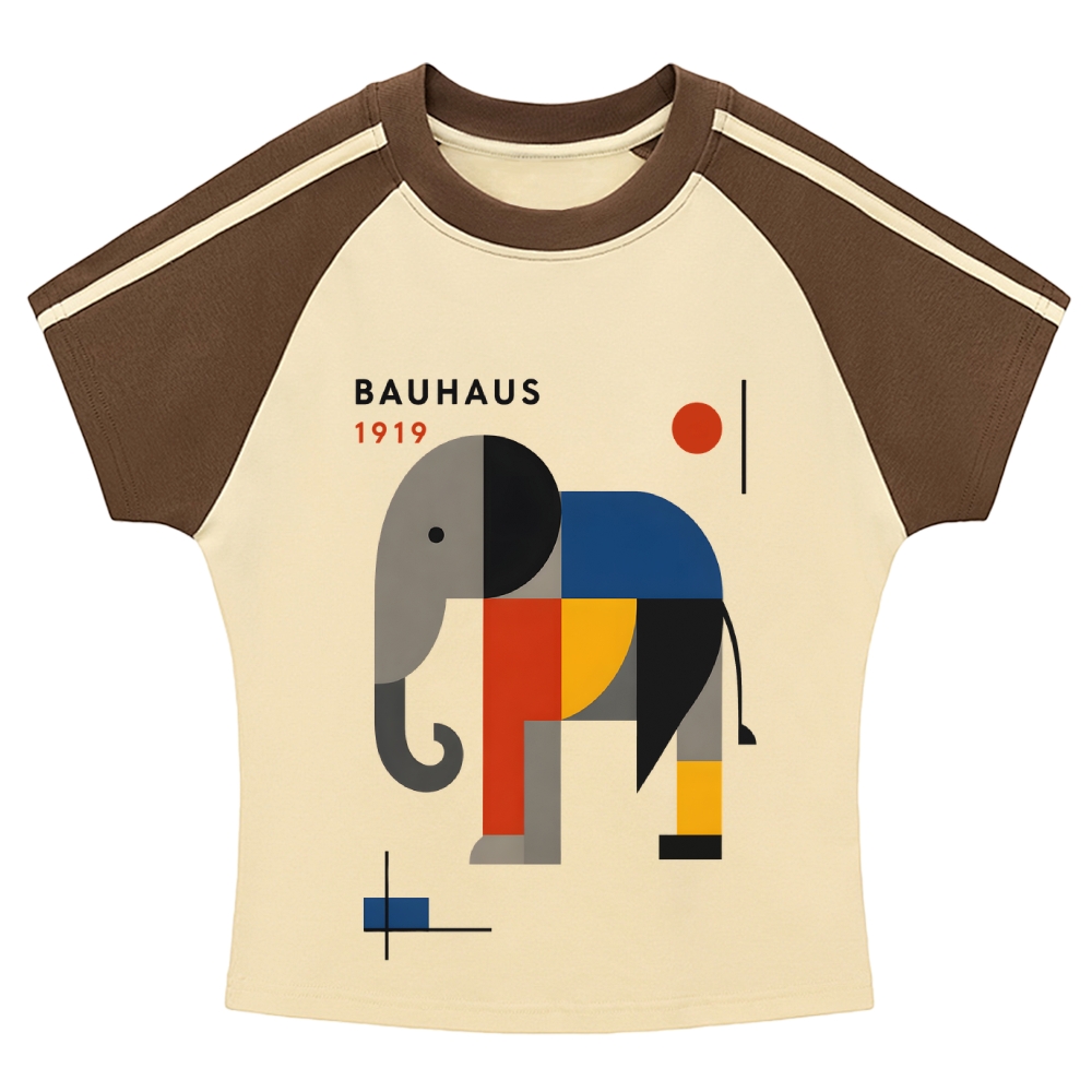 Bauhaus Elephant Hot girl color-blocked striped raglan sleeve short sleeve