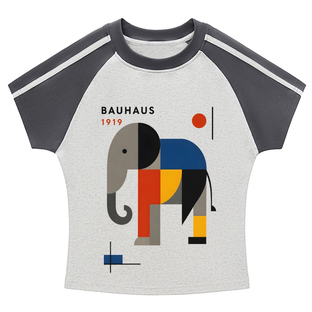 Bauhaus Elephant Hot girl color-blocked striped raglan sleeve short sleeve