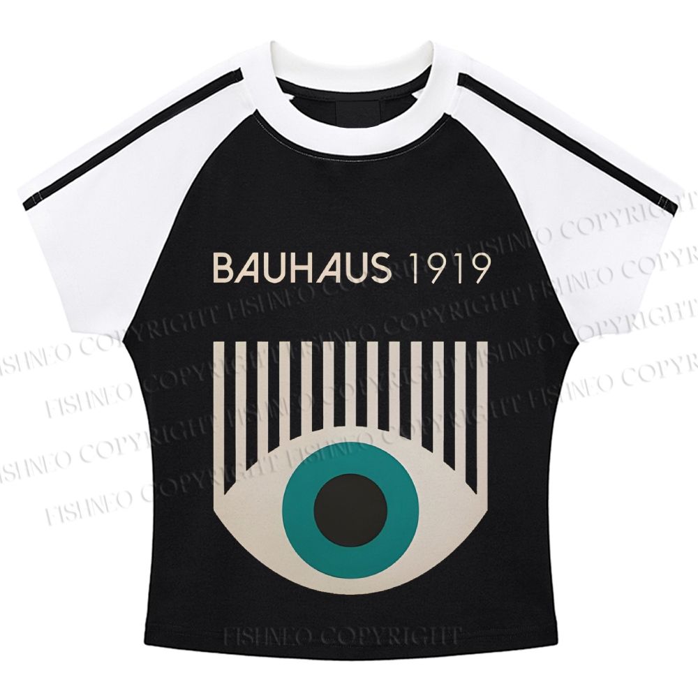 Bauhaus Geometric Eyes Hot girl color-blocked striped raglan sleeve short sleeve