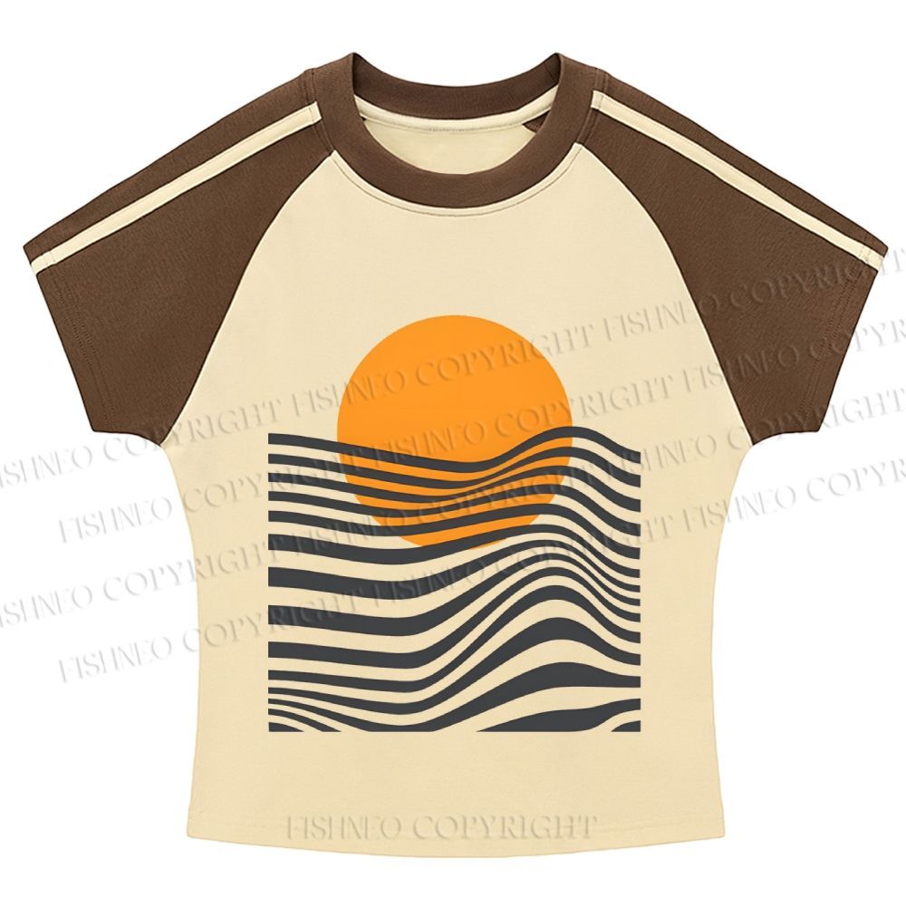 Geometric Waves Hot girl color-blocked striped raglan sleeve short sleeve