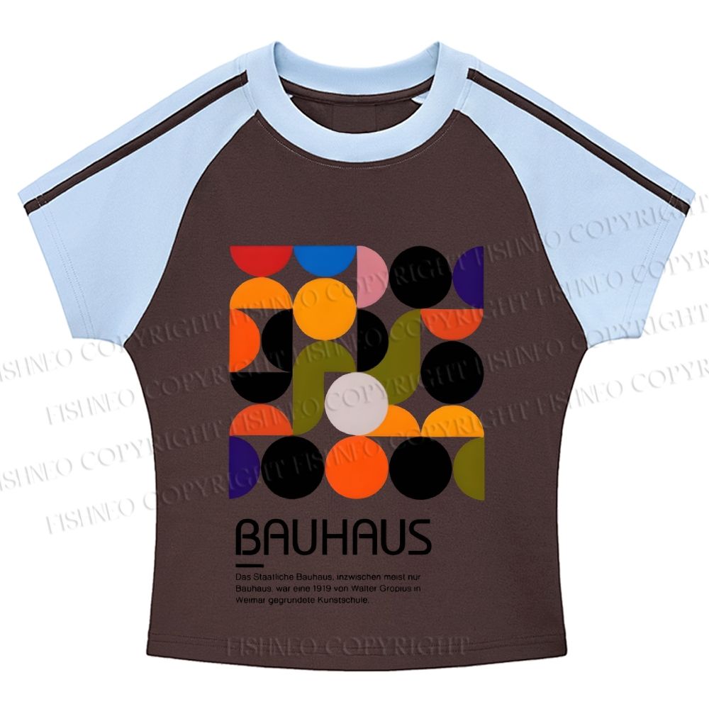 Bauhaus Design Hot girl color-blocked striped raglan sleeve short sleeve
