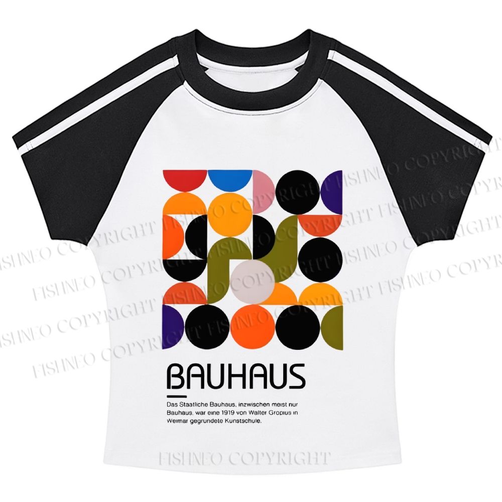 Bauhaus Design Hot girl color-blocked striped raglan sleeve short sleeve