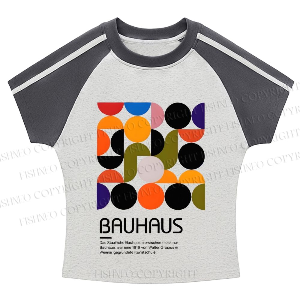 Bauhaus Design Hot girl color-blocked striped raglan sleeve short sleeve