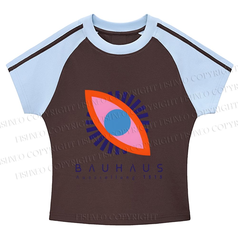 Bauhaus Eye Hot girl color-blocked striped raglan sleeve short sleeve
