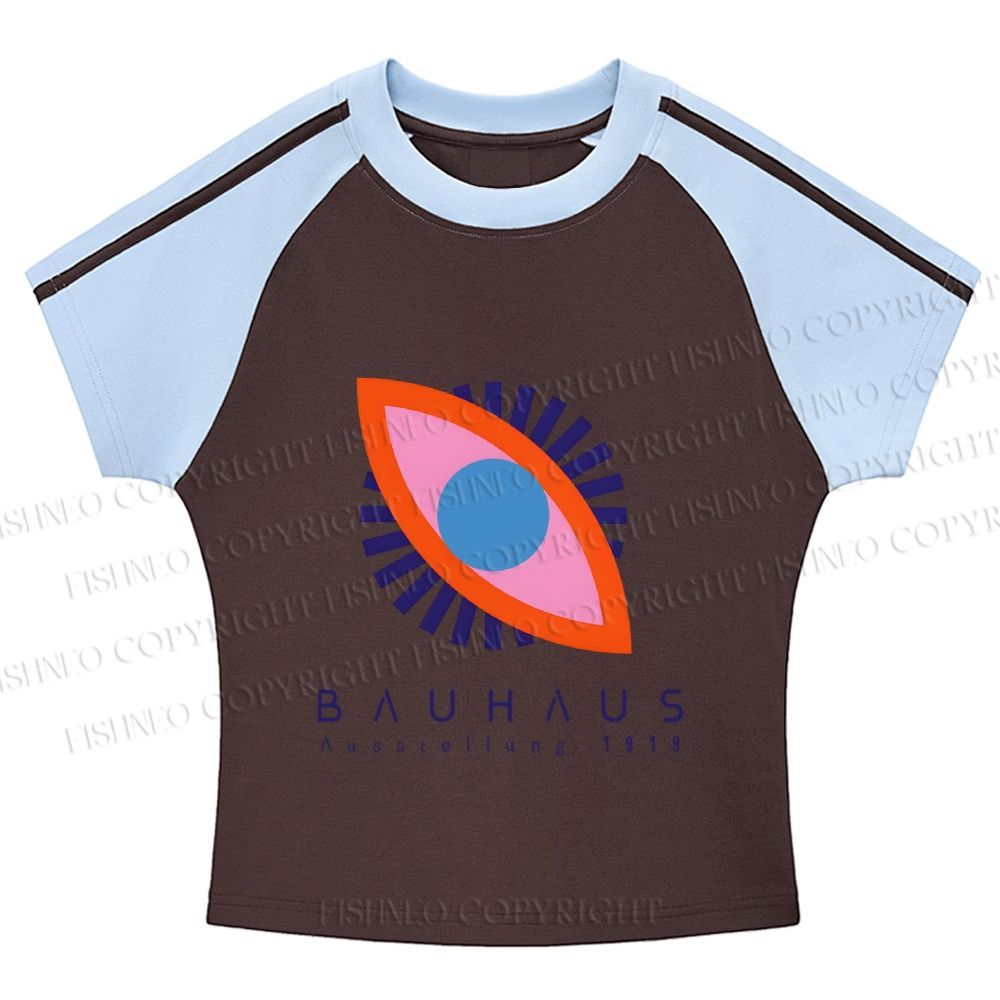 Bauhaus Eye Hot girl color-blocked striped raglan sleeve short sleeve