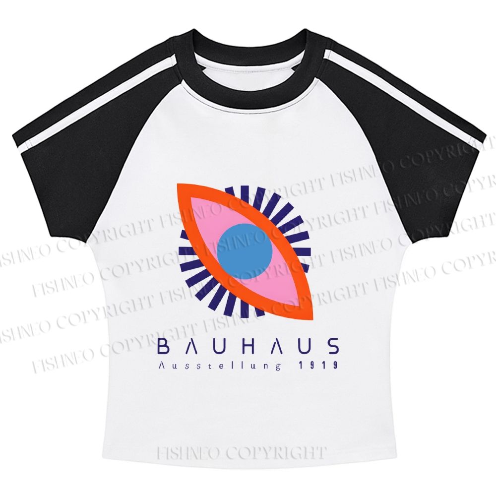 Bauhaus Eye Hot girl color-blocked striped raglan sleeve short sleeve