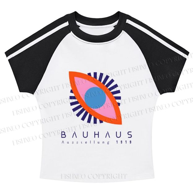Bauhaus Eye Hot girl color-blocked striped raglan sleeve short sleeve