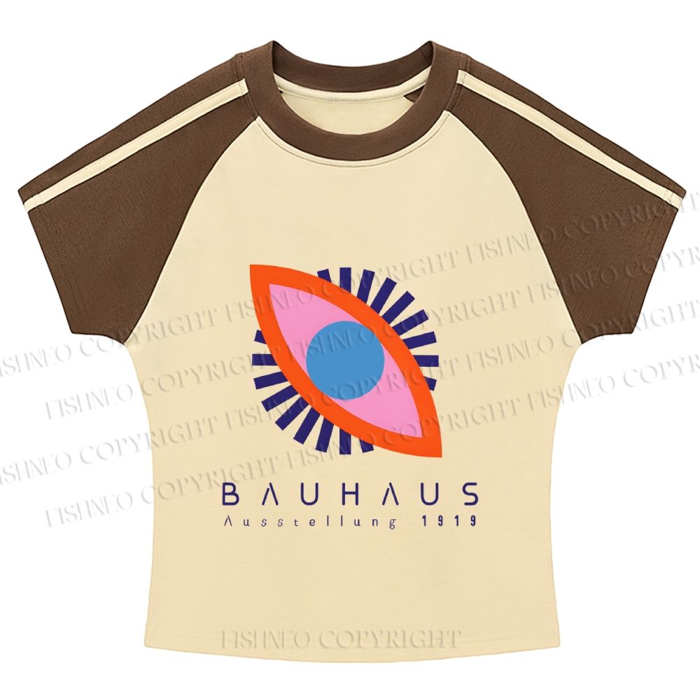 Bauhaus Eye Hot girl color-blocked striped raglan sleeve short sleeve