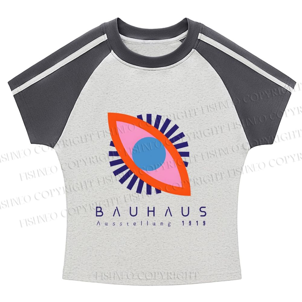 Bauhaus Eye Hot girl color-blocked striped raglan sleeve short sleeve