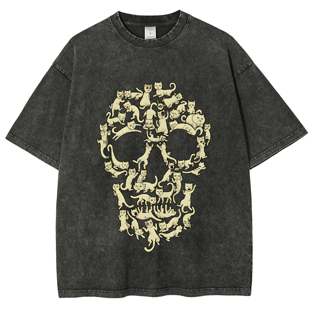 Cat Skull Vintage Washed T-shirt