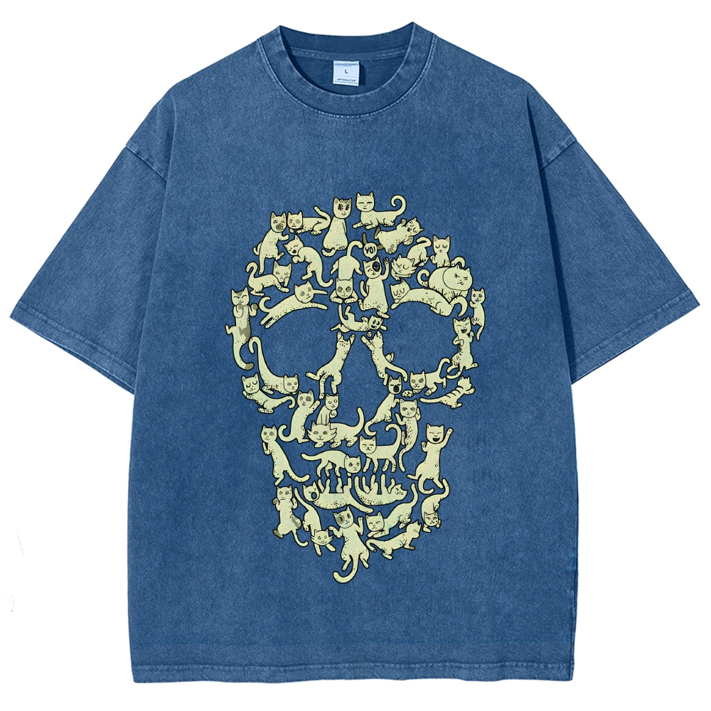 Cat Skull Vintage Washed T-shirt