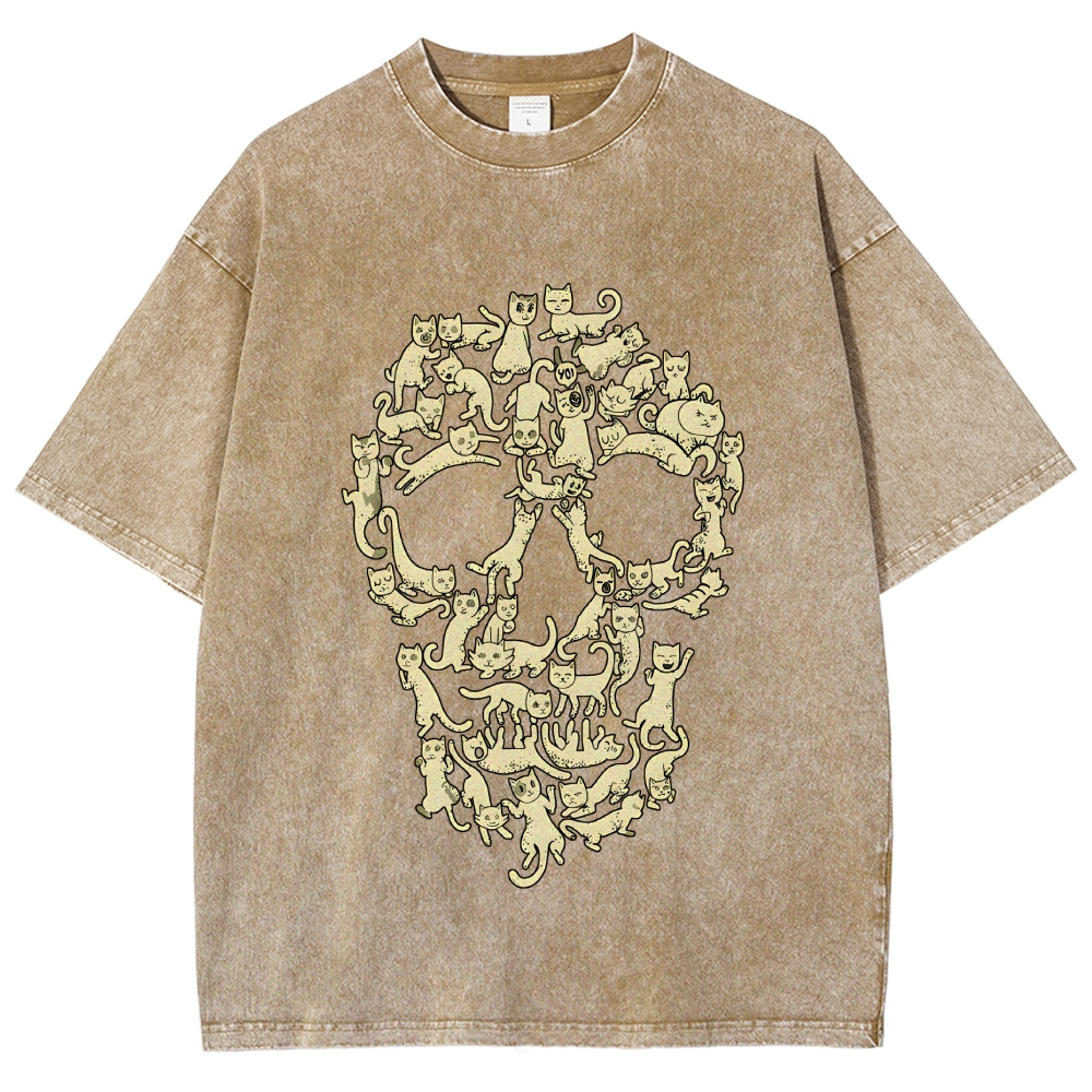 Cat Skull Vintage Washed T-shirt
