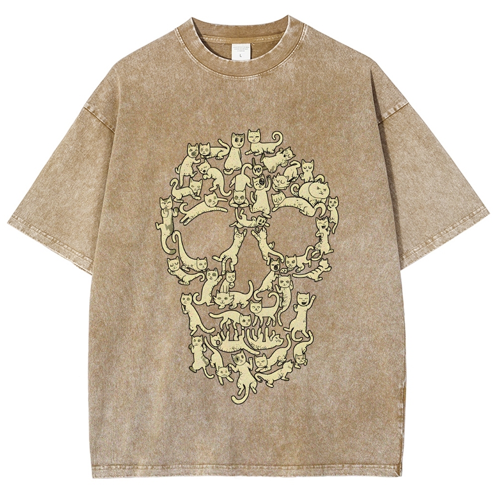 Cat Skull Vintage Washed T-shirt