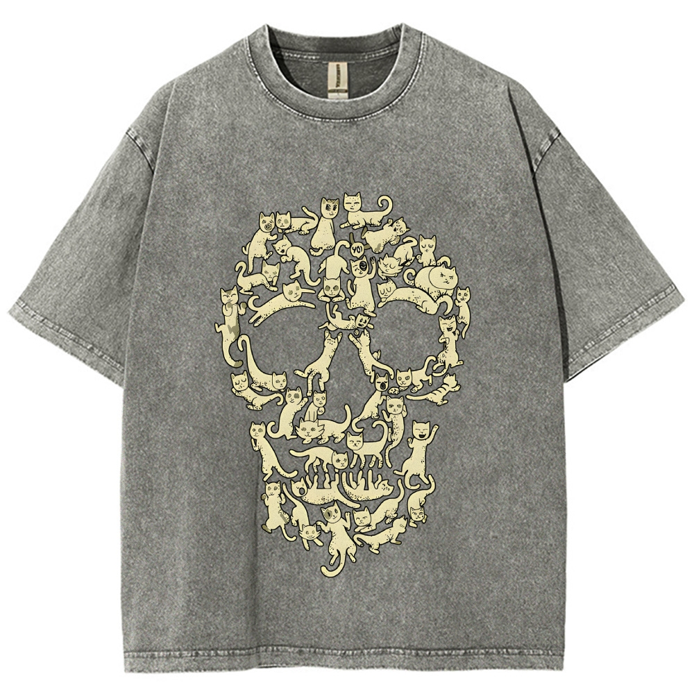 Cat Skull Vintage Washed T-shirt