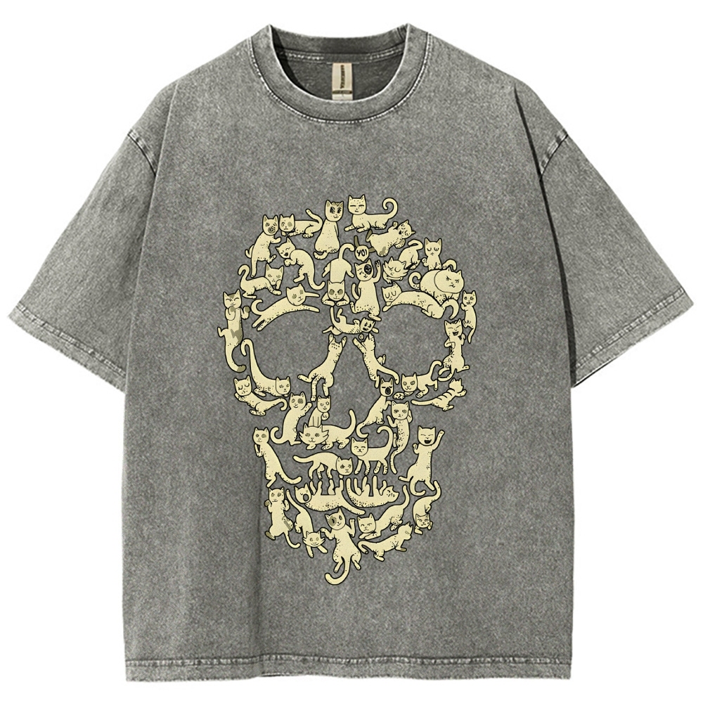 Cat Skull Vintage Washed T-shirt